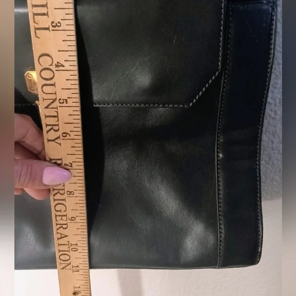 Tory Burch Dark Gray Genuine Leather Top Handle Frame Hinge Top Satchel Bag - Picture 11 of 13